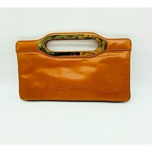 Eberle Vintage Brown Clutch Envelope Bag Purse three pockets 1970's Brazil 14X7